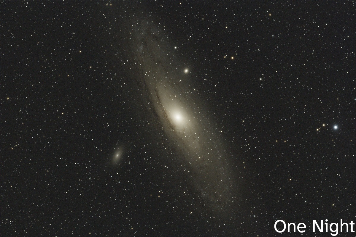 A picture of Andromeda: one night of imaging, 47 mins exposure time